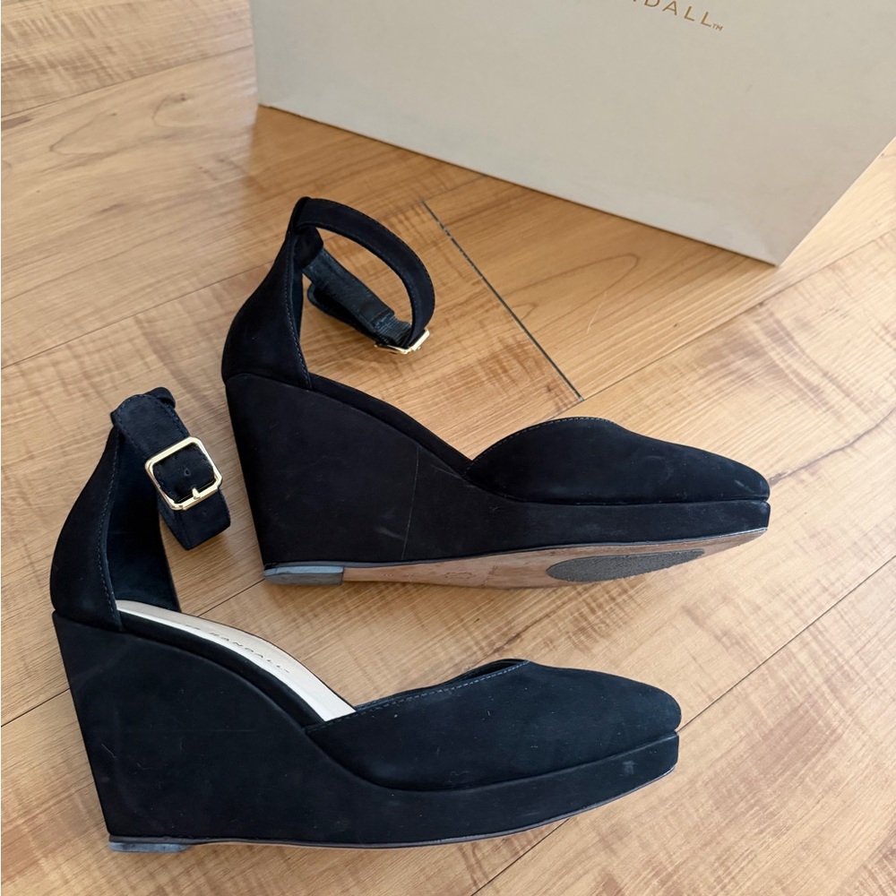 Loeffler Randall Jules Black Suede Ankle Strap Wedge Pumps - Women - Picture 4 of 10